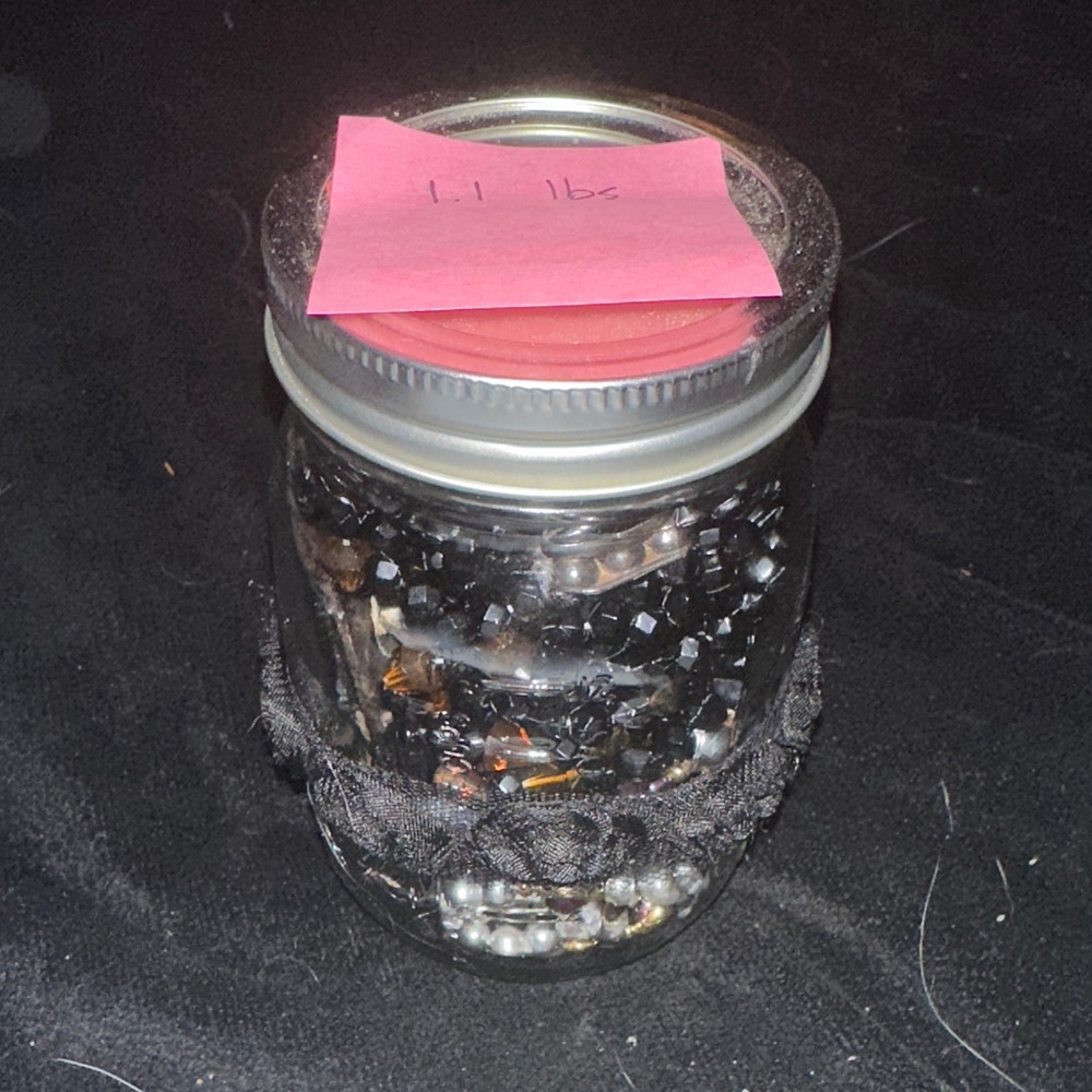 1.1 lbs Mixed Jewelry Lot Multicolor Necklaces Earrings Bracelets in Mason Jar